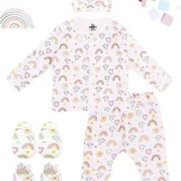 The Mom Store White Cotton Printed Baby Pajama Set-image-100