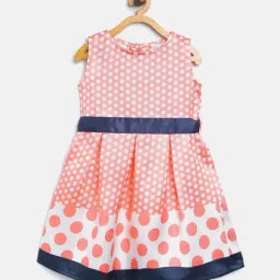 Stylestone Kids Peach Printed Dress With Tie Belt-image-31