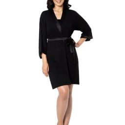 Amante Black Shawl Neck Robe-image-74