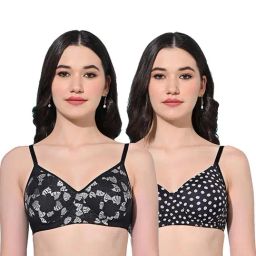 FIMS Black Printed Bras - Pack Of 2-image-77