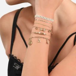 Zaveri Pearls Set of 6 Gold Tone Contemporary Classy Stackable Bracelets-ZPFK11577-79