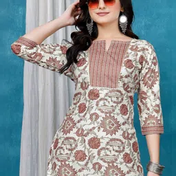 ZELZIS Women Floral Printed Regular Pure Cotton Kurta with Palazzos-picture-11