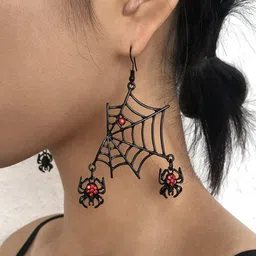 SALTY Stone Studded Venomous Web Drop Earrings-48