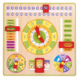 Trinkets & More Wooden Calendar Clock with Slider Board Game - Multicolour-11