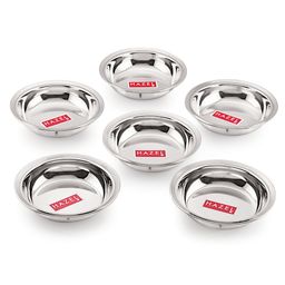 HAZEL Stainless Steel Plate Set Small Dish For Snacks Breakfast Silver - Pack of 6-19