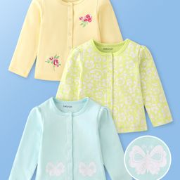 Babyoye 100% Cotton With Eco- Jiva Finish Full Sleeves Thermals Floral & Butterfly Print -Blue Green & Cream-image-34