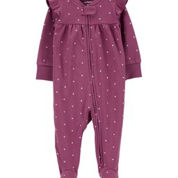Carter's Cotton Knit Full Sleeves Footed Sleep Suit with Hearts Print - Burgundy-image-87
