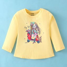 CUCUMBER Cotton Knit  Full Sleeves T-Shirt with Cartoon Print - Lemon-picture-22
