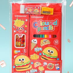 Stationery Set With Snacks Print - Red-image-63