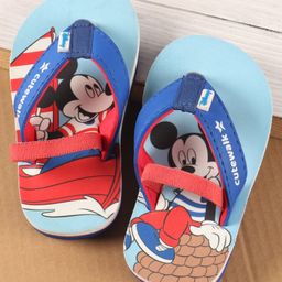 Cute Walk by Babyhug Disney Flip Flops with Back Strap Mickey Mouse Print - Blue-image-25