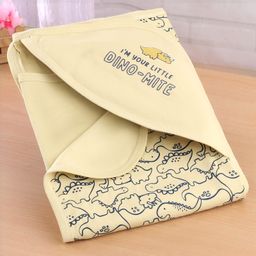 Simply Interlock Knit Bath Towel with Dino & Text Print L 80 x B 80 cm - Yellow-picture-0