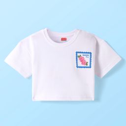 Babyhug Terry Knit Half Sleeves T-Shirt With Beautiful Day Text Print - White-image-47