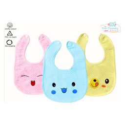 The Cheeky Kidzz Pack of 3 Baby Feeding Bibs Aprons For Babies Girls Boys Drool Bibs With Attractive Cute Face Prints Every Day Use Button Style Double Layered-picture-22
