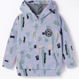 Rikidoos Full Sleeves Abstract Printed Hoodie - Light Blue-picture-47