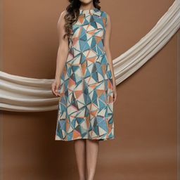 VEDANA Print Halter Neck A-Line Dress-image-68