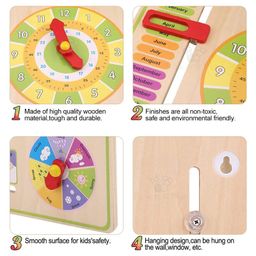 Trinkets & More Wooden Calendar Clock with Slider Board Game - Multicolour image 2