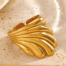 LULU & SKY Textured Stainless Steel Open Finger Ring-51