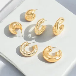 Jewels Galaxy Contemporary Half Hoop Earrings-52