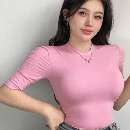 Istyle Can Women Round Neck Slim Fit Stretchable Fitted Top-image-85