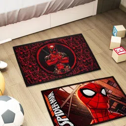Athom Living Kids Pack of 2 Red & Black Printed Anti-Skid Doormat-19
