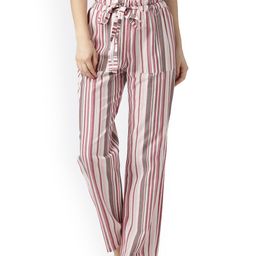 Marie Claire Women Pink & White Original Regular Fit Striped Cigarette Trousers-image-102