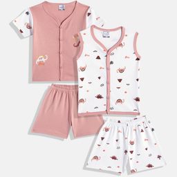 Kidszi Infant Boys Pack Of 2 Pure Cotton Jhabla With Shorts-image-27