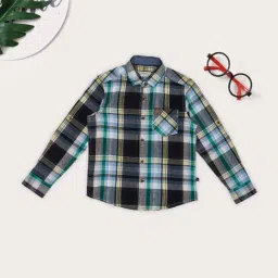 Pantaloons Junior Boys Chambray Blue Checks Shirt-picture-13