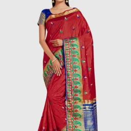 Mimosa Red Embroidered Sarees With Blouse-image-92