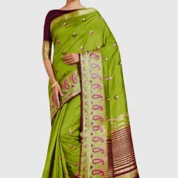 Mimosa Green Embroidered Sarees With Blouse-35