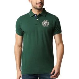 Basics Trekking Green Cotton Muscle Fit Polo T-Shirt-image-78