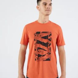Artengo by Decathlon Orange Slim Fit Printed Sports T-Shirt-image-60