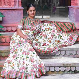 HERE&NOW Floral Printed Kota Saree-image-70