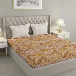 Raymond Home Camphor Brown 144 TC Cotton Queen Bedsheet with 2 Pillow Covers-image-67
