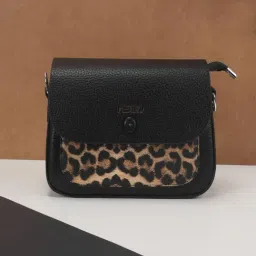 Metro Black Animal Effect Medium Cross Body Bag-image-72