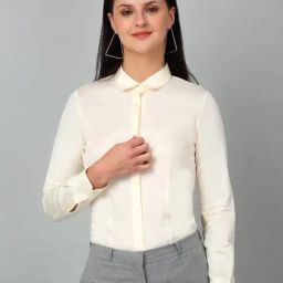 Cantabil Off White Cotton Regular Fit Shirt-image-42