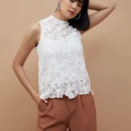 Code by Lifestyle White Self Pattern Top-image-29