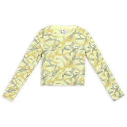 Puma Kids Yellow Printed Cotton Slim Fit T-Shirt-image-125