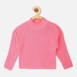 Vitamins Girls Flamingo Pink Self Full Sleeves Sweater-image-64