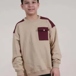 Kiddopanti Boys Beige & Maroon Solid Full Sleeves Sweatshirts Hoodies-image-26