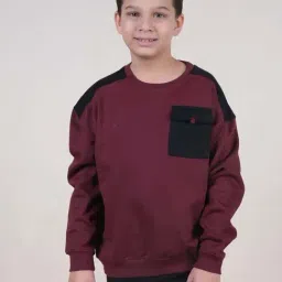 Kiddopanti Boys Maroon & Black Solid Full Sleeves Sweatshirts Hoodies-image-91