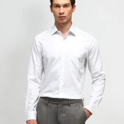 Arrow White Cotton Slim Fit Striped Shirt-picture-10