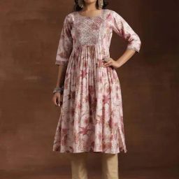 Libas Pink Embroidered A Line Kurta-image-62