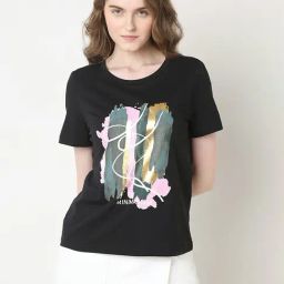 Vero Moda Black Cotton Printed T-Shirt-image-54