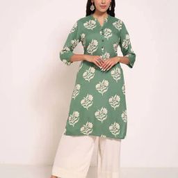 Rangmanch by Pantaloons Green Printed Kurtas-image-88