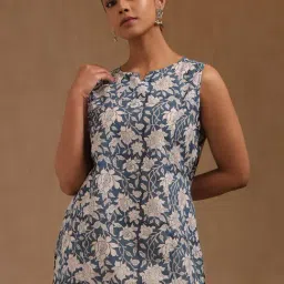 Soch Blue Cotton Floral Sleeveless Tunic-picture-12
