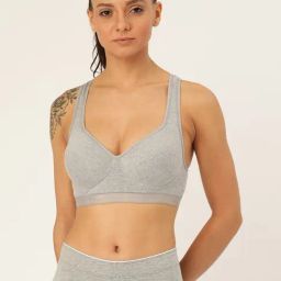 Lady Lyka Grey Non Wired Padded Sports Bra-image-63
