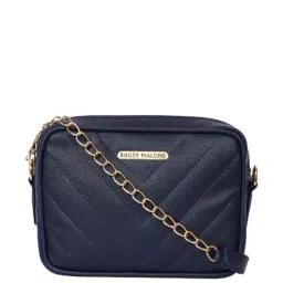 Bagsy Malone Vegan Navy Quilted Medium Sling Handbag-image-99