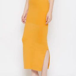 Clovia Yellow Plain Saree Shapewear-image-13