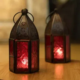 Homesake 'Holi' Dark Brown & Red Metal Hanging Candle Holder - Set of 2-image-87