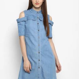 StyleStone Blue Regular Fit Shirt Dress-image-103